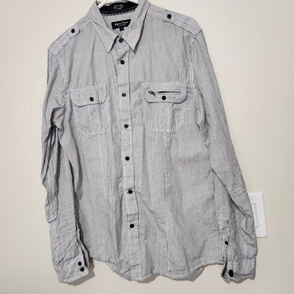 Eighth Eighth Platinum Long Sleeve Shirt For Men Size Large Black White